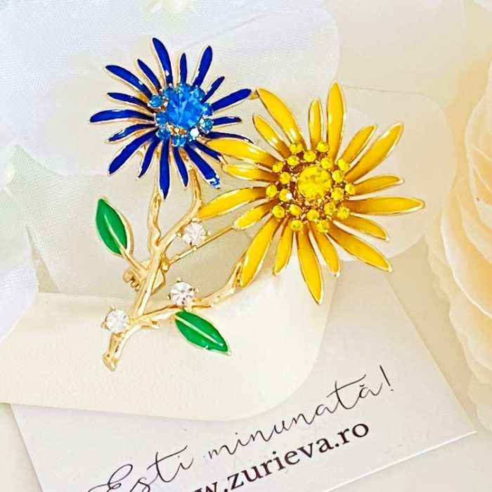 Brosa Floare Galbena & Albastra, Brose Dama, Brose Elegante [6]