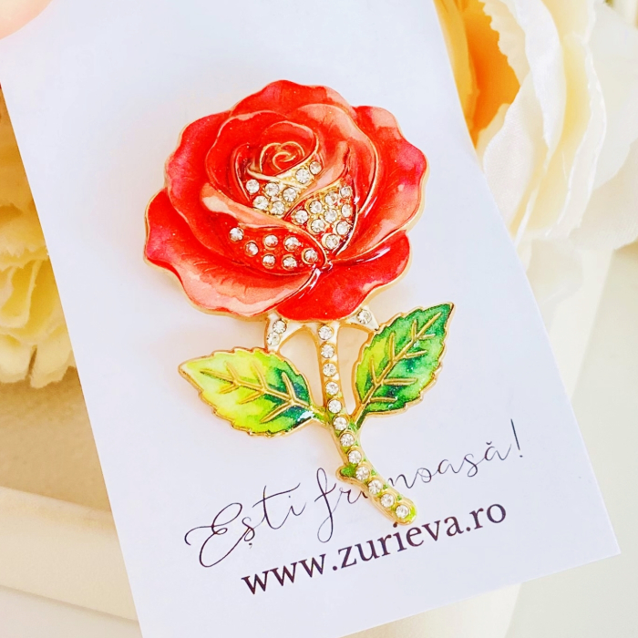 Brosa Trandafir cu Cristale, Brose Dama, Brose Flori [7]