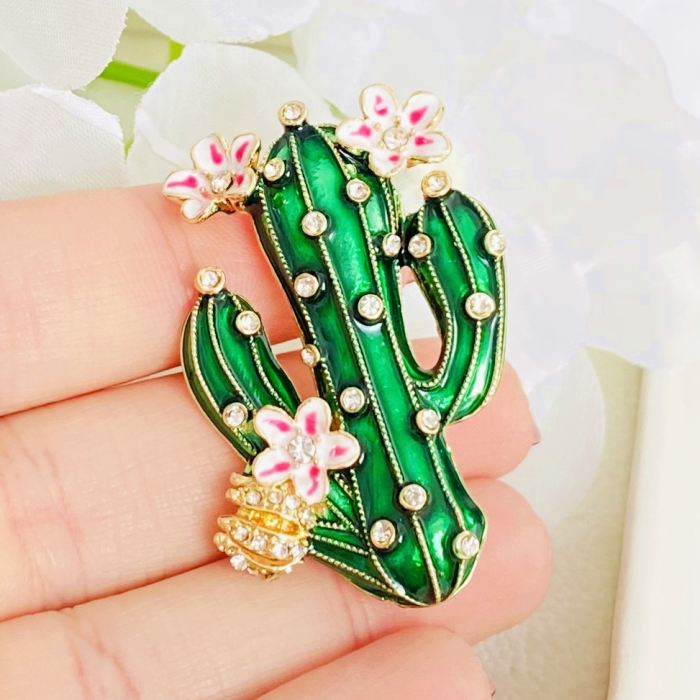 Brosa Cactus cu Flori, Brosa Dama Femei [1]