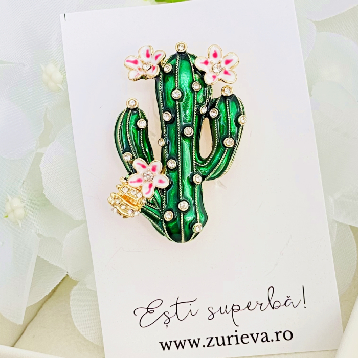 Brosa Cactus cu Flori, Brosa Dama Femei [4]