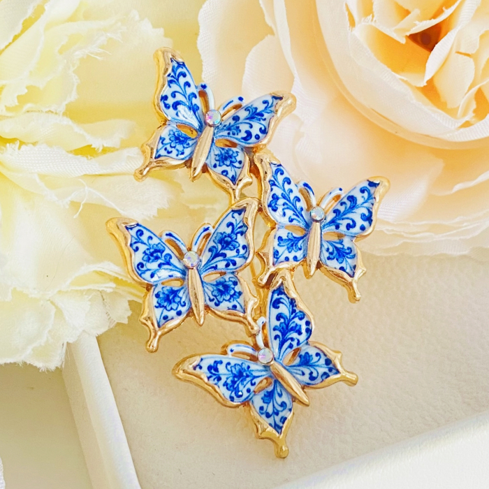 Brosa Fluturi Alb Albastru, Brose Dama, Brose Mari Elegante [5]