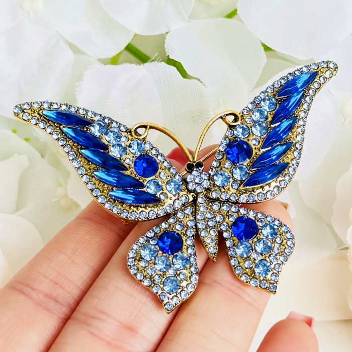 Brosa Fluture Albastru Inchis, Brosa Dama Femei, Brose Statement [7]
