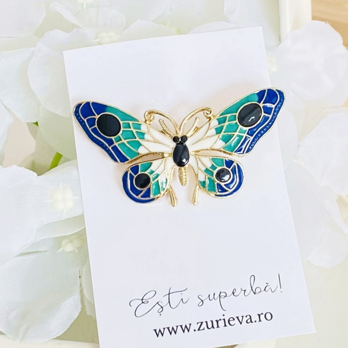 Brosa Fluture Albastru Turcoaz, Brose Dama, Brose Elegante [4]