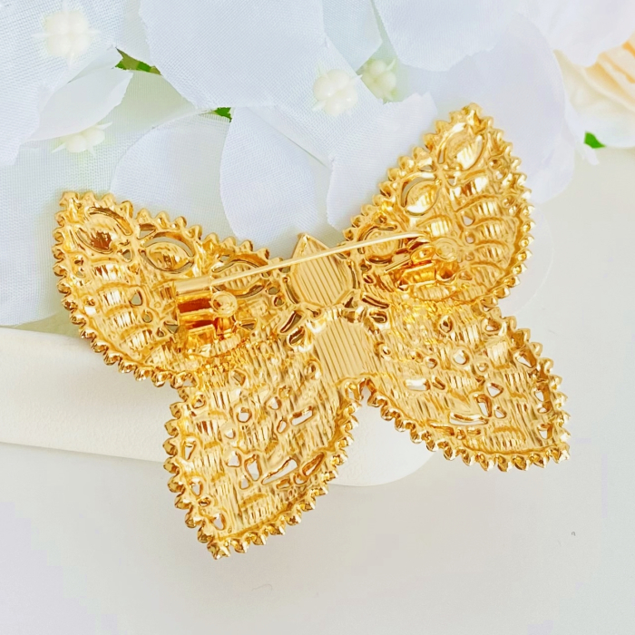 Brosa Fluture Auriu Cristale Multicolore, Brose Dama, Brose Elegante [4]