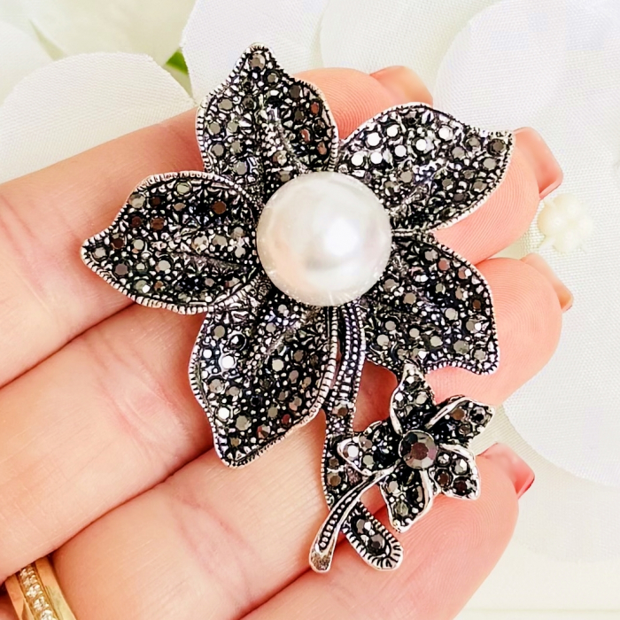 Brosa Floare Argintie, Brosa Statement, Brose Femei [2]
