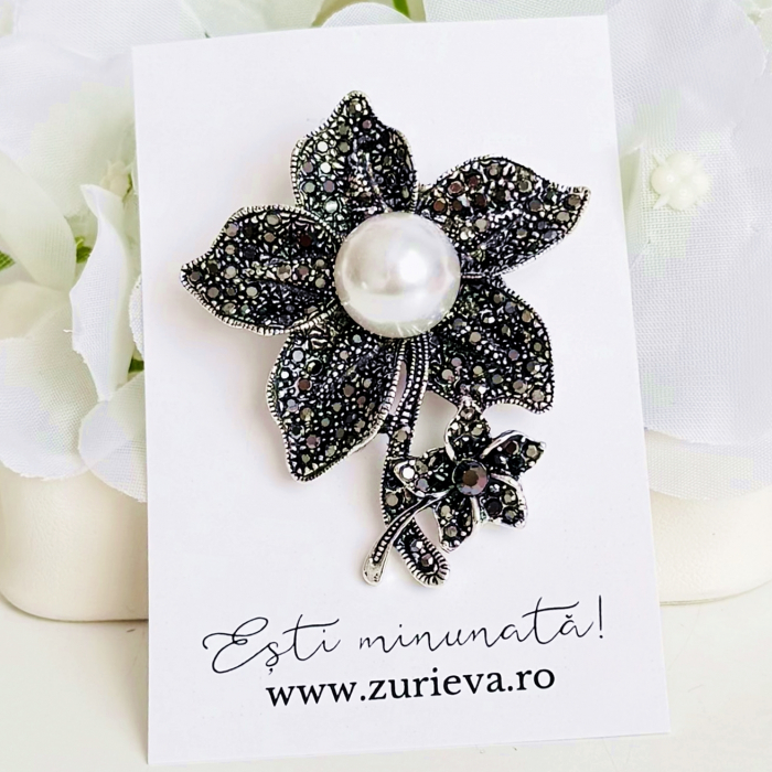 Brosa Floare Argintie, Brosa Statement, Brose Femei [5]