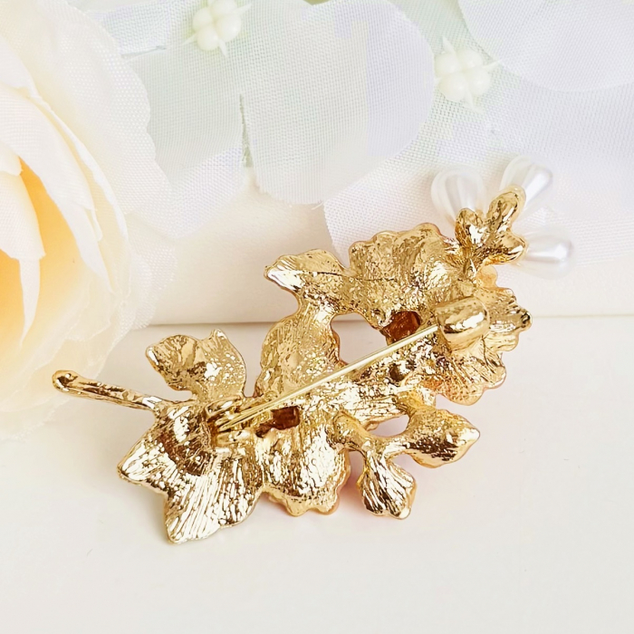Brosa Flori Roz Perle, Brosa Statement, Brose Femei [5]