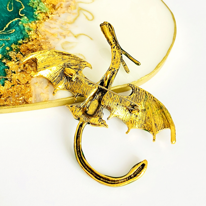 Brosa Dragon Verde Smarald, Brosa Dama Femei [3]