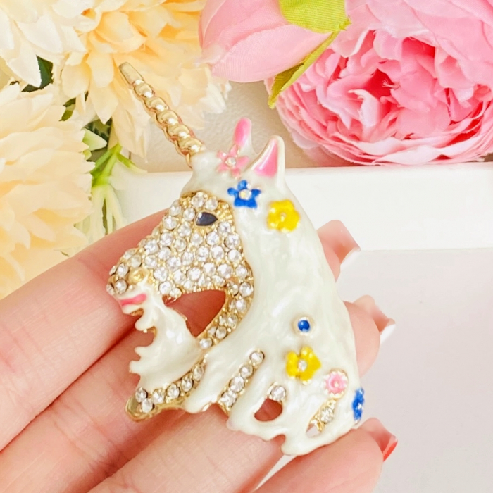 Brosa Unicorn Alb, Brosa Dama Femei [3]