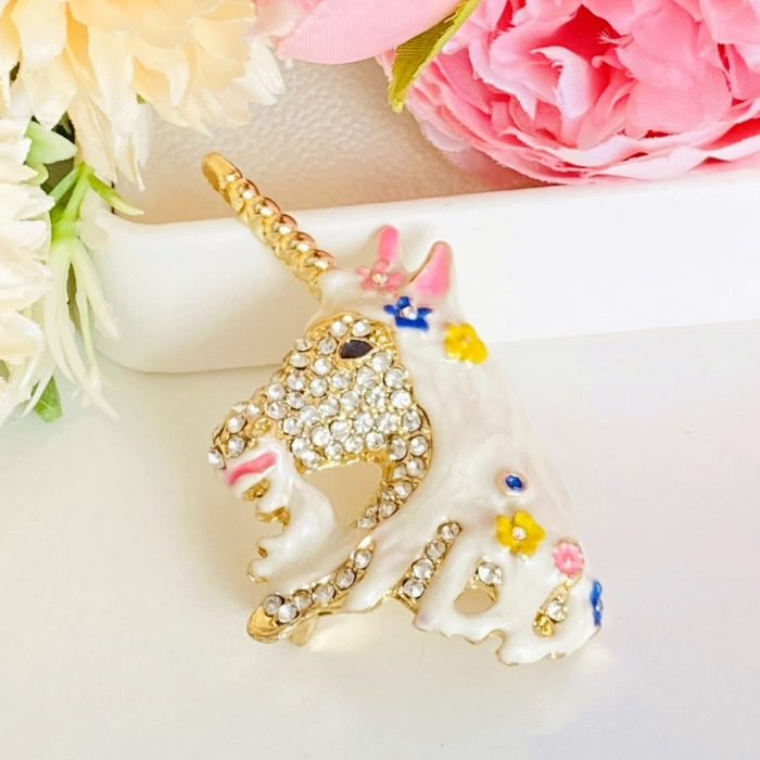 Brosa Unicorn Alb, Brosa Dama Femei [2]