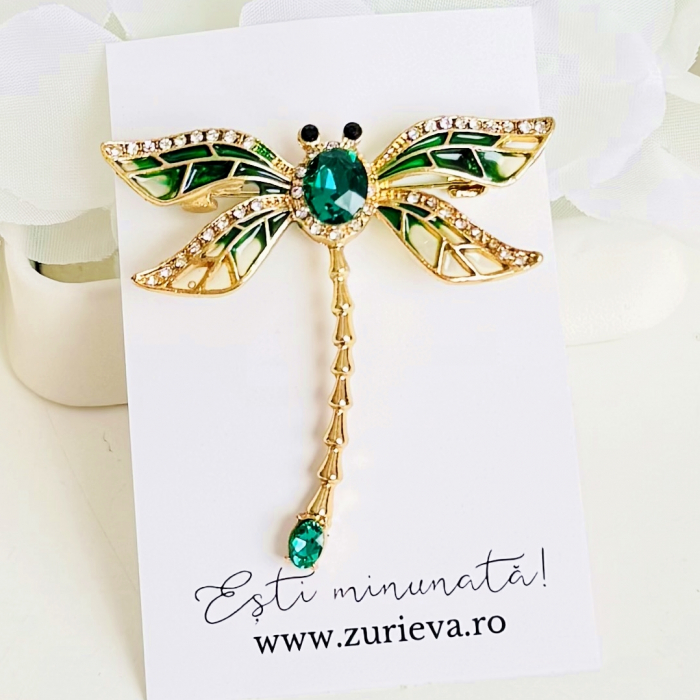 Brosa Libelula Verde, Brosa Statement, Brose Femei [3]