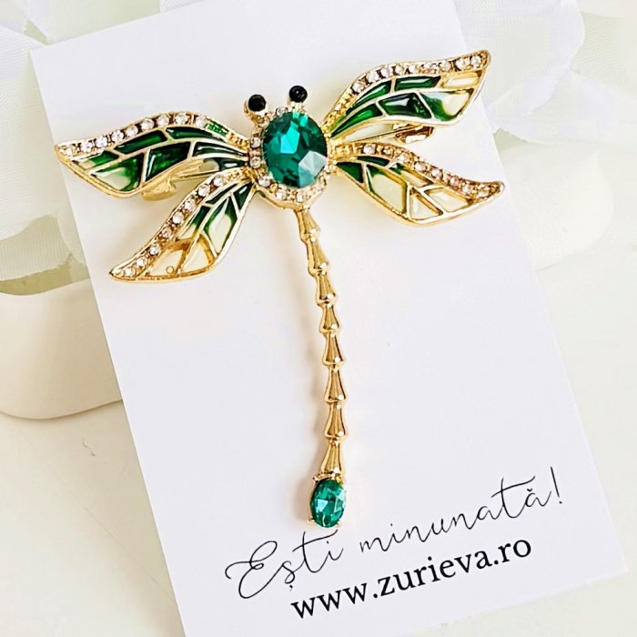 Brosa Libelula Verde, Brosa Statement, Brose Femei [4]