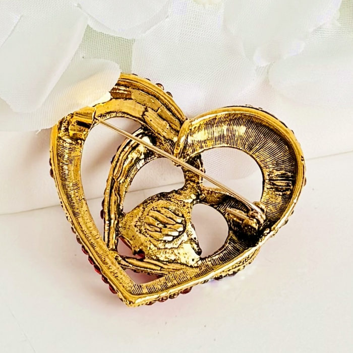 Brosa Inima Cristale Rosii, Brosa Statement, Brose Femei [6]