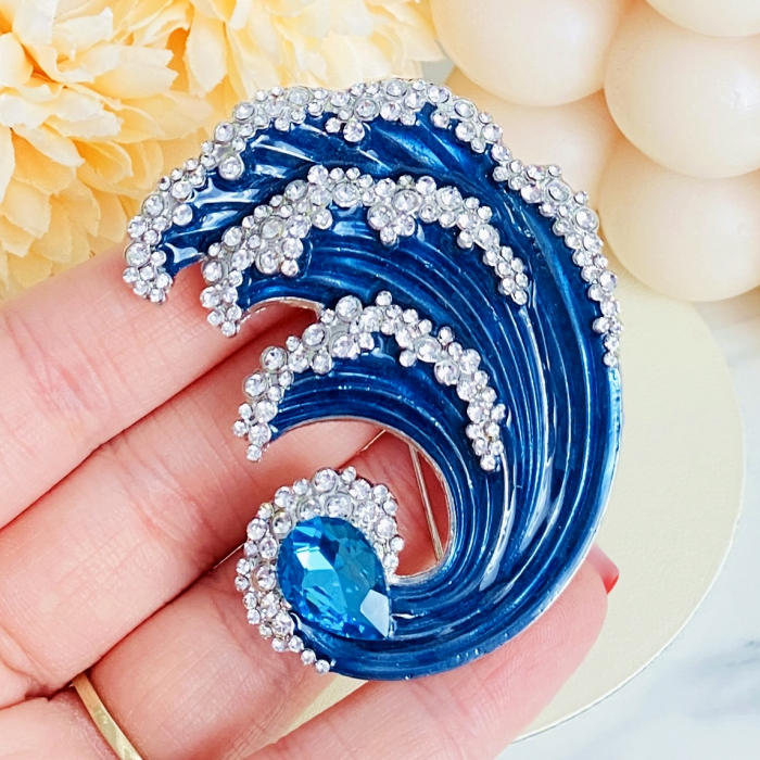 Brosa Albastra Valurile Marii, Brosa Statement, Brose Femei [3]