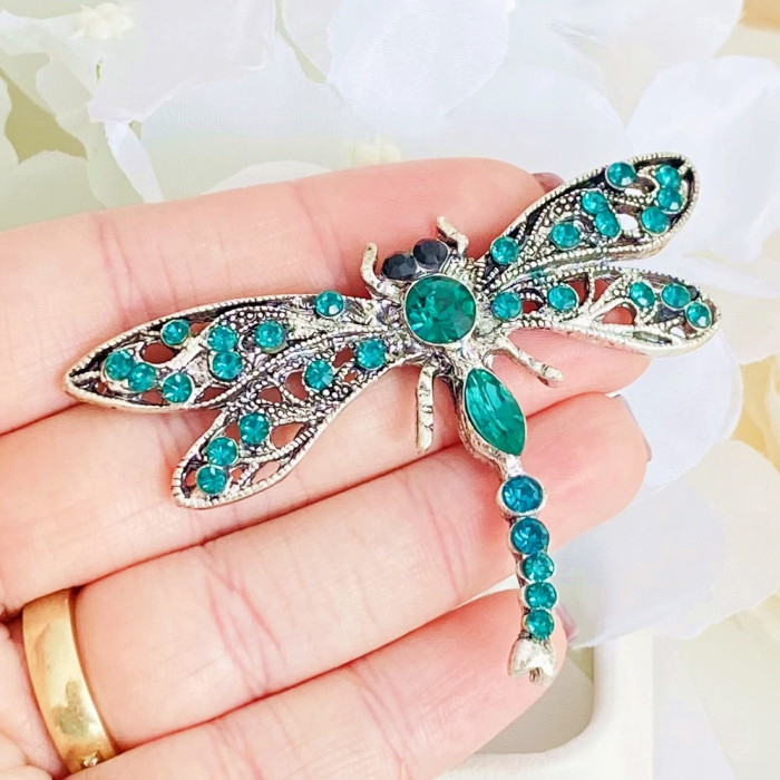 Brosa Libelula Argintie - Verde, Brose Dama, Brose Elegante [2]