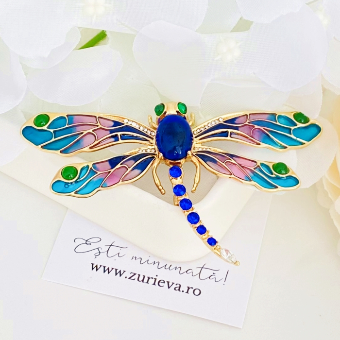 Brosa Libelula Albastru Multicolor, Brose Dama, Brose Elegante [3]