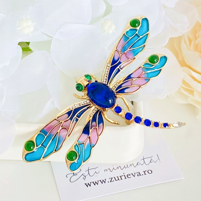 Brosa Libelula Albastru Multicolor, Brose Dama, Brose Elegante [2]