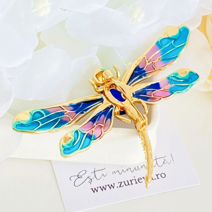 Brosa Libelula Albastru Multicolor, Brose Dama, Brose Elegante [5]