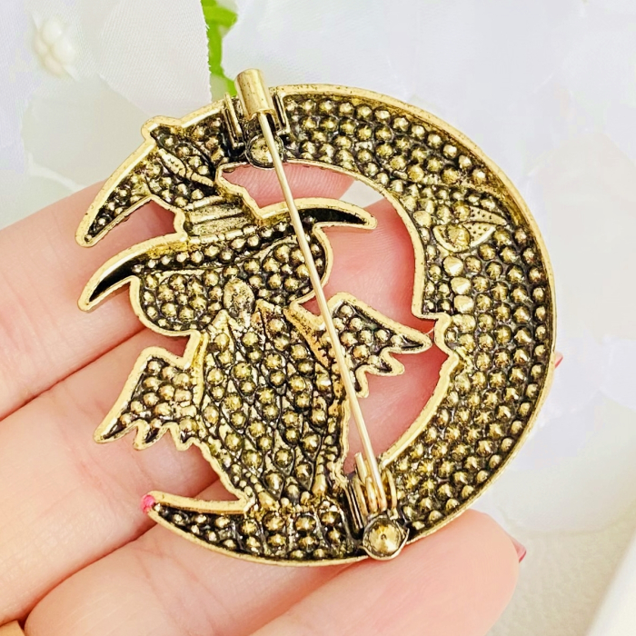 Brosa Bufnita Semiluna Mov, Brosa Dama Femei [9]