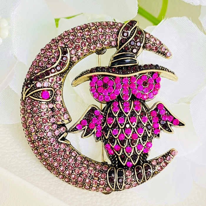 Brosa Bufnita Semiluna Mov, Brosa Dama Femei [3]