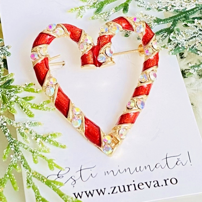 Brosa Inima Candy Cane, Brosa Statement, Brose Femei [6]