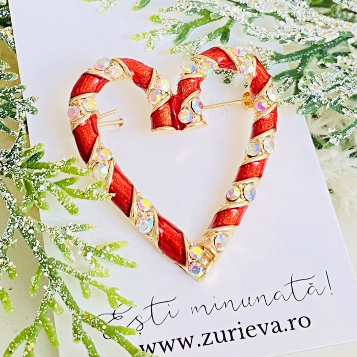 Brosa Inima Candy Cane, Brosa Statement, Brose Femei [9]