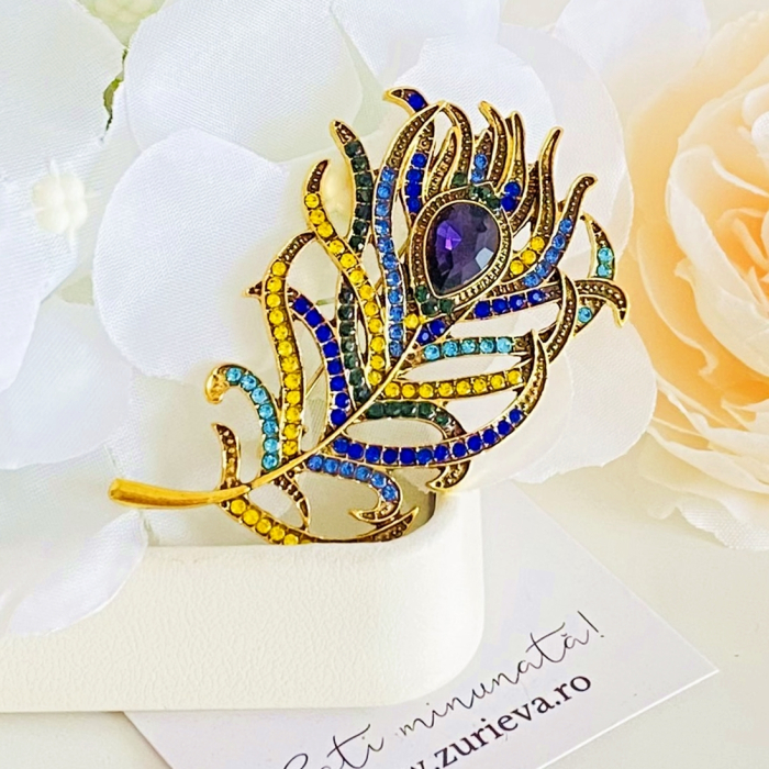 Brosa Pana Paun Colorata, Brose Dama, Brose Elegante [6]