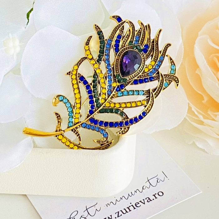Brosa Pana Paun Colorata, Brose Dama, Brose Elegante [4]