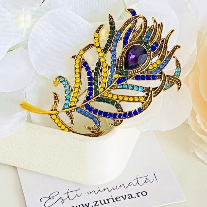 Brosa Pana Paun Colorata, Brose Dama, Brose Elegante [5]