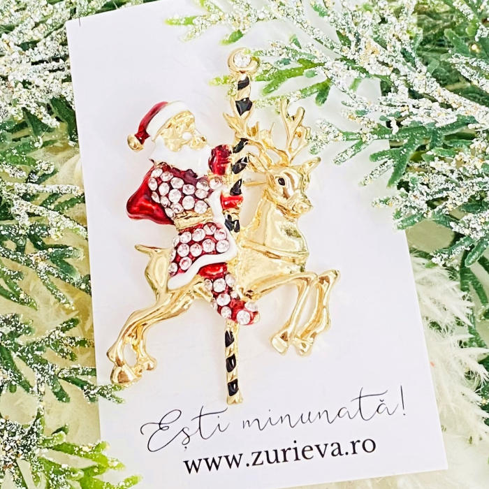 Brosa Mos Craciun & Ren Auriu, Brosa Statement, Brose Femei [5]