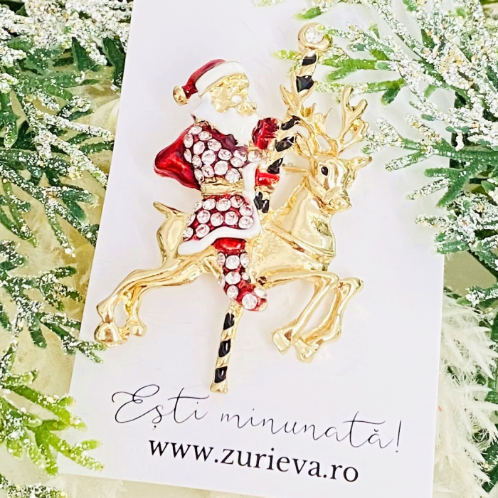 Brosa Mos Craciun & Ren Auriu, Brosa Statement, Brose Femei [1]