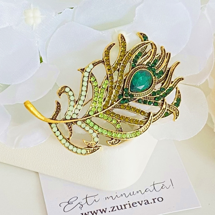 Brosa Pana Paun Verde, Brose Dama, Brose Elegante [5]