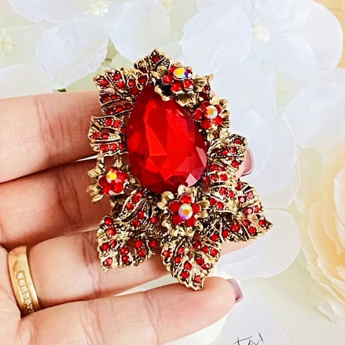 Brosa Cristale Rosii XL, Brose Dama, Brose Elegante [4]