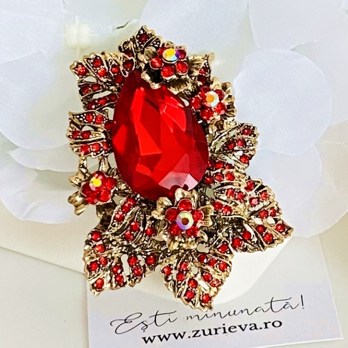Brosa Cristale Rosii XL, Brose Dama, Brose Elegante [5]