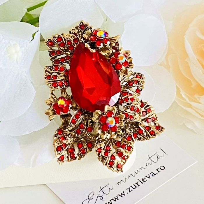 Brosa Cristale Rosii XL, Brose Dama, Brose Elegante [3]