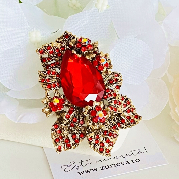 Brosa Cristale Rosii XL, Brose Dama, Brose Elegante [7]