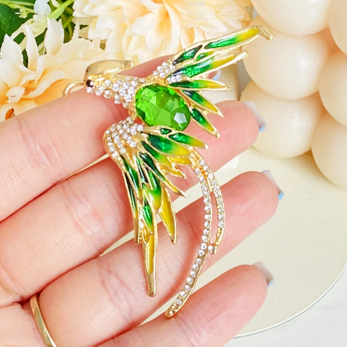 Brosa Pasare Phoenix Verde, Brosa Statement, Brose Femei [5]