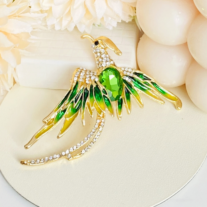 Brosa Pasare Phoenix Verde, Brosa Statement, Brose Femei [6]