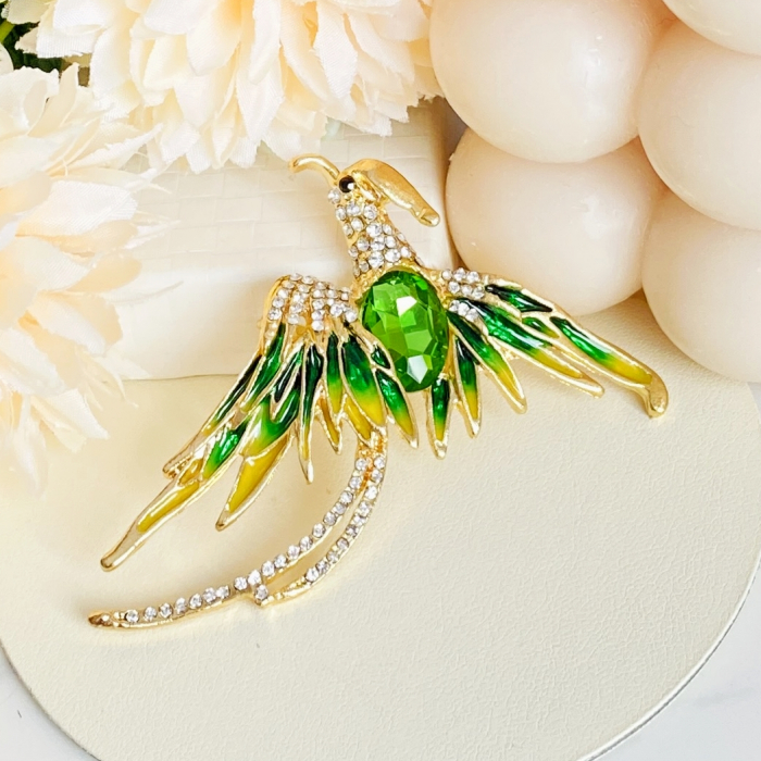 Brosa Pasare Phoenix Verde, Brosa Statement, Brose Femei [3]