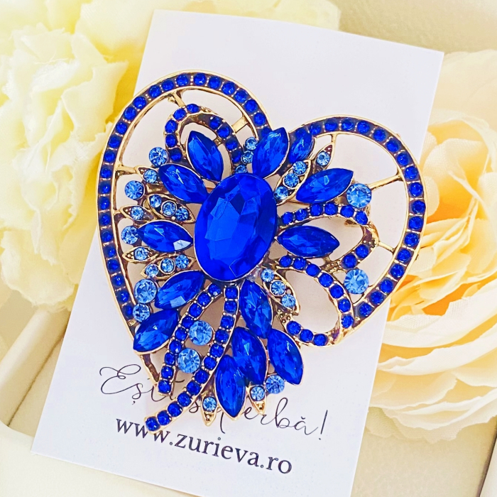Brosa Inima Floare Albastra, Brose Dama, Brose Mari Elegante [5]