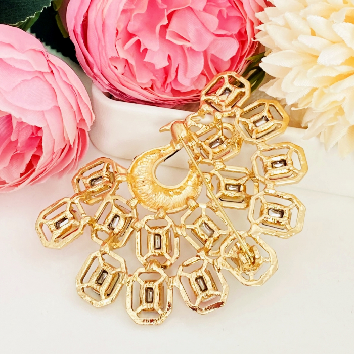 Brosa Paun Cristale Multicolore, Brosa Statement, Brose Femei [6]