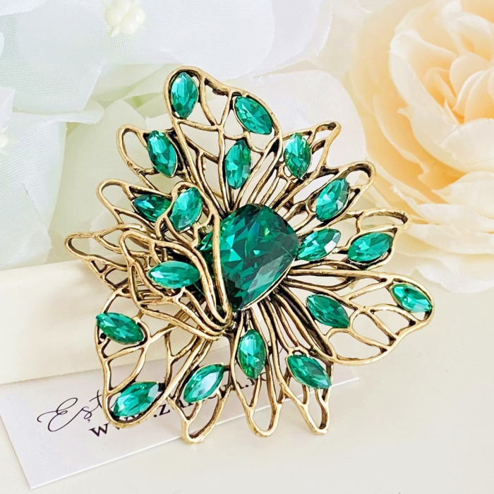 Brosa Cristale Verde Smarald, Brose Dama, Brose Elegante [6]