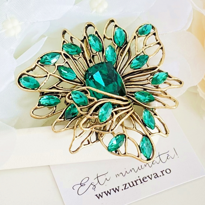 Brosa Cristale Verde Smarald, Brose Dama, Brose Elegante [3]