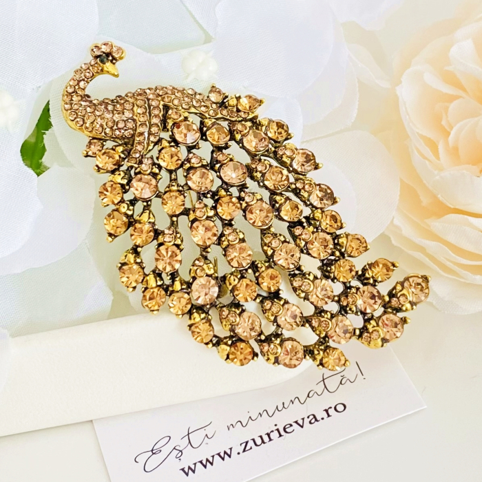 Brosa Paun Cristale Maro, Brose Dama, Brose Elegante [4]