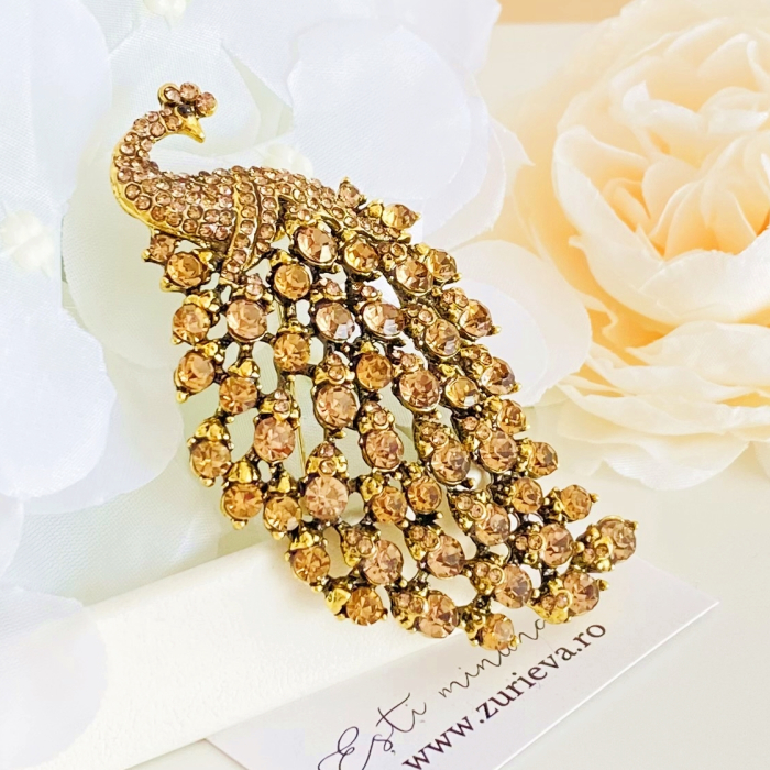 Brosa Paun Cristale Maro, Brose Dama, Brose Elegante [5]