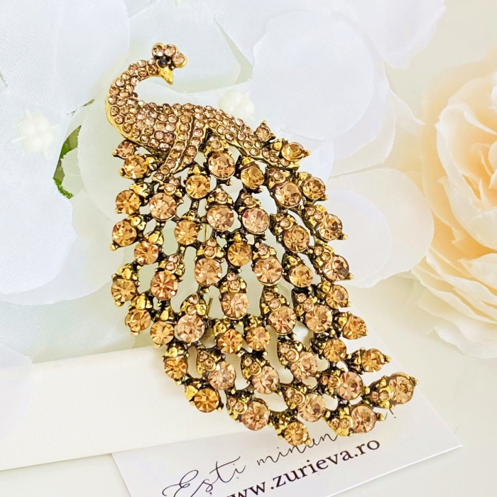 Brosa Paun Cristale Maro, Brose Dama, Brose Elegante [3]