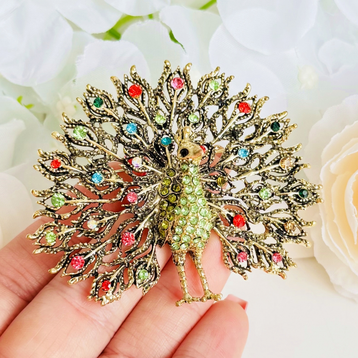Brosa Paun Multicolor, Brosa Dama Femei [5]