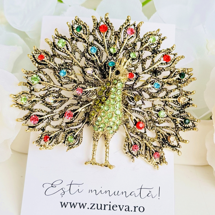 Brosa Paun Multicolor, Brosa Dama Femei [2]