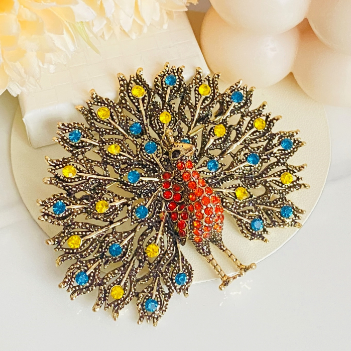 Brosa Paun Multicolor, Brosa Dama Femei [4]