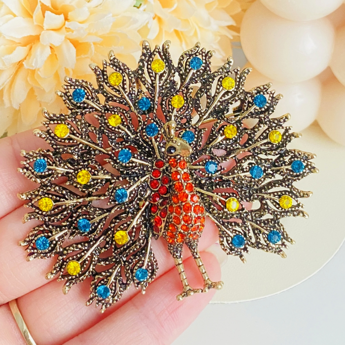 Brosa Paun Multicolor, Brosa Dama Femei [2]